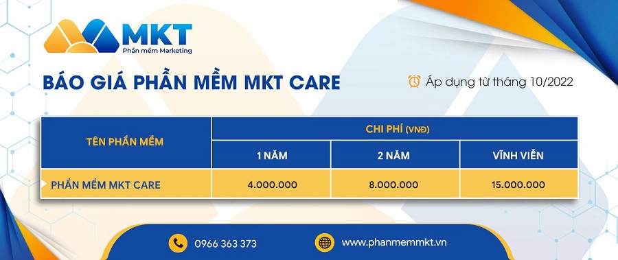 Báo giá phần mềm MKT Care Báo giá phần mềm MKT Care