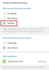 Cách ẩn số điện thoại trên Telegram 5