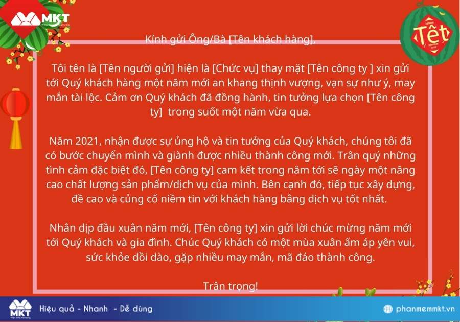 Mẫu thư chúc Tết