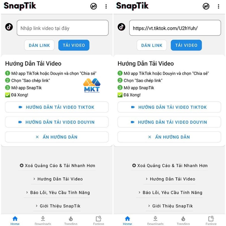 Cách tải clip TikTok không dính logo - Sử dụng ứng dụng SnapTik