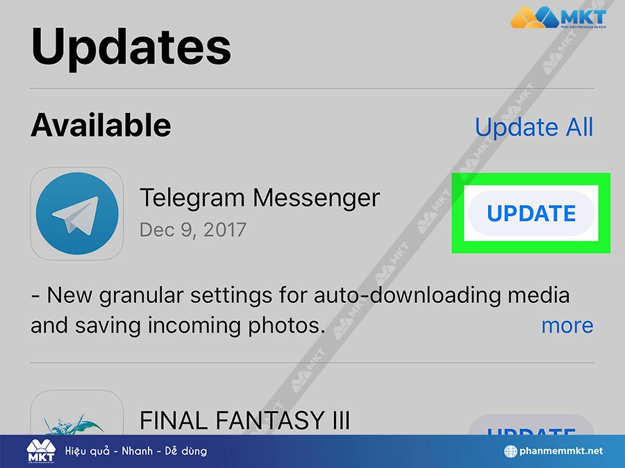 Cập nhật ứng dụng Telegram