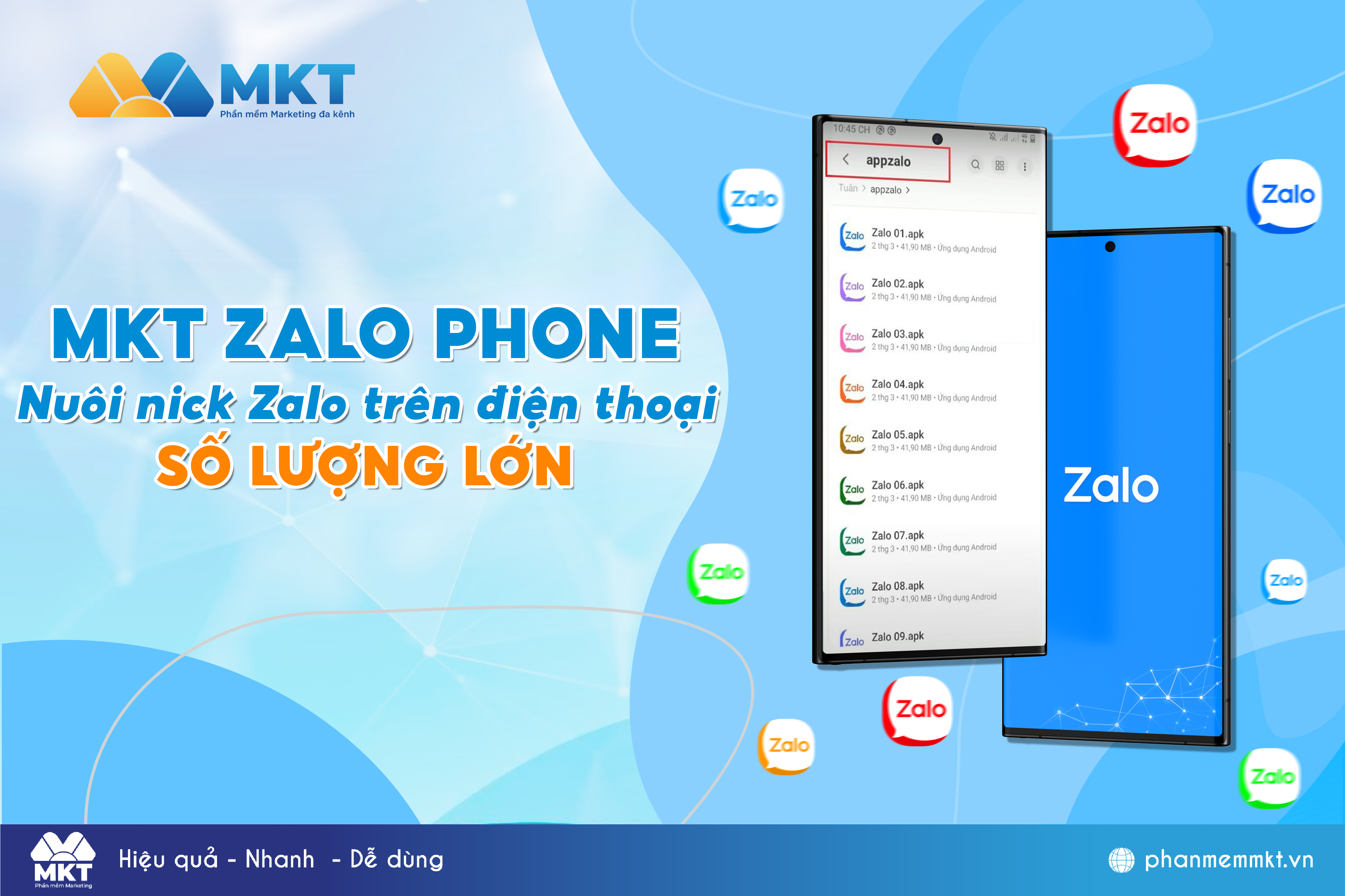 Phần mềm MKT ZL Phone - Nuôi nick Zalo trên điện thoại số lượng lớn