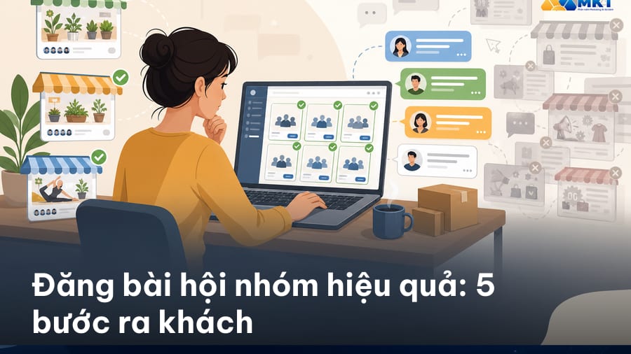 Người dùng đăng bài hội nhóm trên mạng xã hội bằng điện thoại